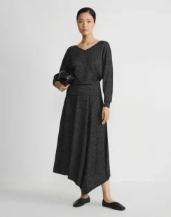 Merino Wool-Sequin Silk Blouson Sweater