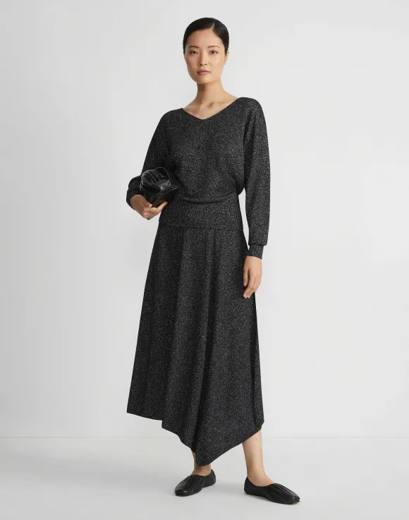 Merino Wool-Sequin Silk Blouson Sweater