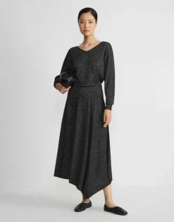 Merino Wool-Silk Sequin Knit Skirt