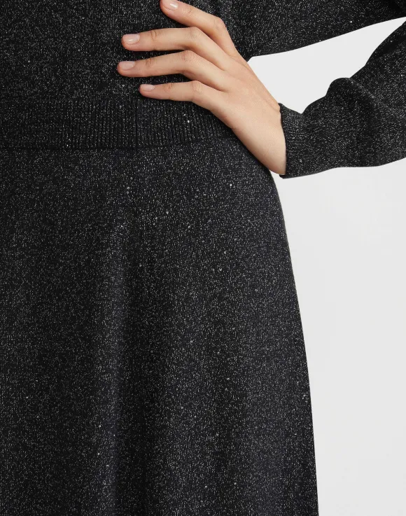 Merino Wool-Silk Sequin Knit Skirt