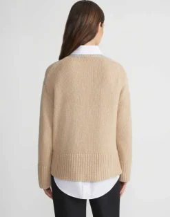 Metallic Foil Print Cashmere Crewneck Sweater
