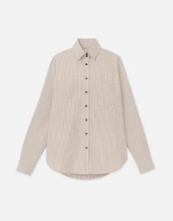 Micro Gingham Cotton Poplin High Collar Shirt