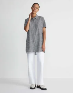 Micro Gingham Cotton Seersucker Oversized Shirt
