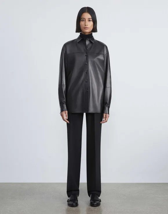 Nappa Lambskin Leather Shirt Jacket