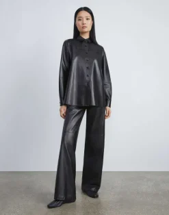 Nappa Lambskin Leather Shirt Jacket