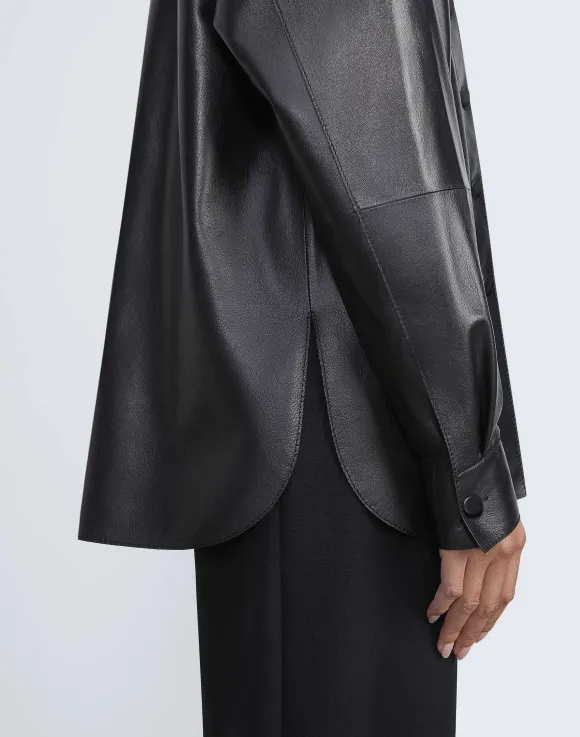 Nappa Lambskin Leather Shirt Jacket