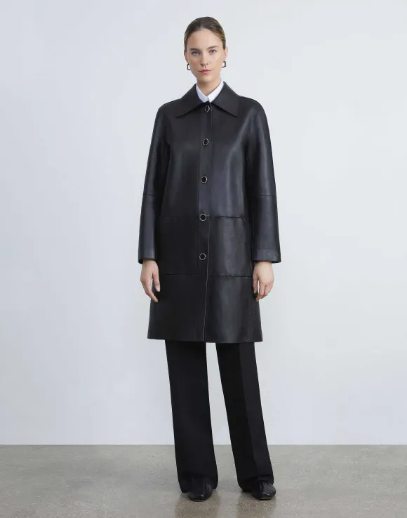 Nappa Leather Double Face Oversized Coat
