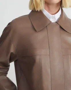 Nappa Leather Patch Pocket Bomber Jacket