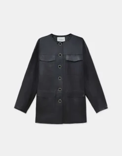 Nappa Leather Quilted Coat