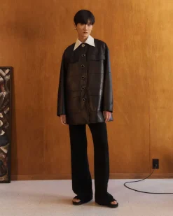 Nappa Leather Quilted Coat