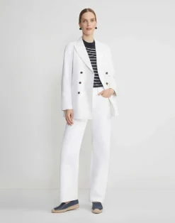 Naval Stripe Cashmere Button Shoulder Sweater