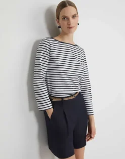 Naval Stripe Cotton Jersey Bateau Top