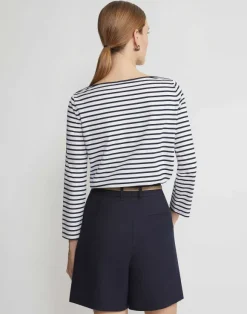 Naval Stripe Cotton Jersey Bateau Top