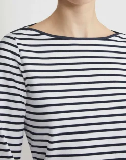 Naval Stripe Cotton Jersey Bateau Top