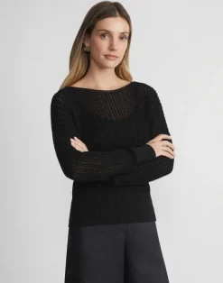 Organic Cotton Open Knit Bateau Sweater