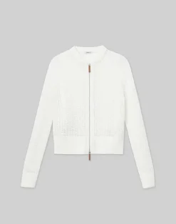 Organic Cotton Open Knit Zip Cardigan