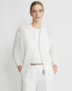 Organic Cotton Open Knit Zip Cardigan