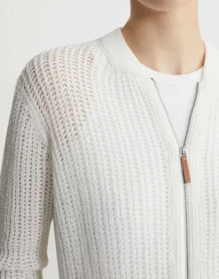 Organic Cotton Open Knit Zip Cardigan