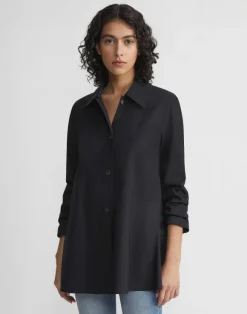 Organic Cotton Poplin Flounced Shirt Jacket