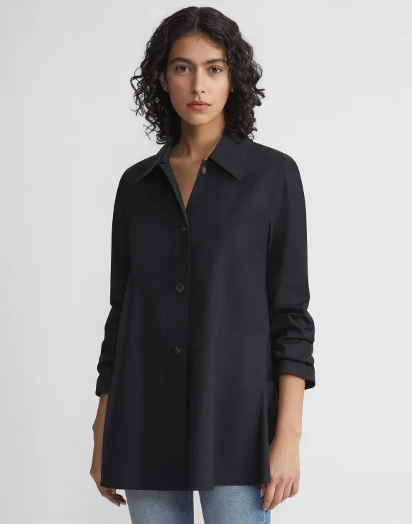Organic Cotton Poplin Flounced Shirt Jacket