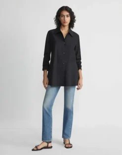 Organic Cotton Poplin Flounced Shirt Jacket