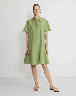 Organic Cotton Poplin Flounced Shirtdress
