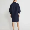 Organic Cotton Poplin Lantern Sleeve Shirtdress