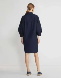 Organic Cotton Poplin Lantern Sleeve Shirtdress