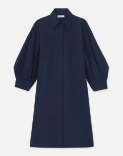 Organic Cotton Poplin Lantern Sleeve Shirtdress