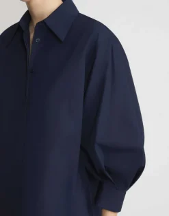 Organic Cotton Poplin Lantern Sleeve Shirtdress
