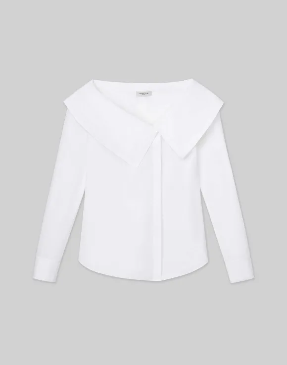 Organic Cotton Poplin Portrait Collar Shirt