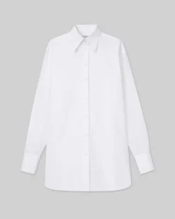 Organic Cotton Poplin Sheer Sleeve Oversized Shirt