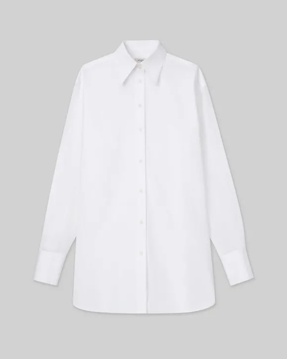 Organic Cotton Poplin Sheer Sleeve Oversized Shirt