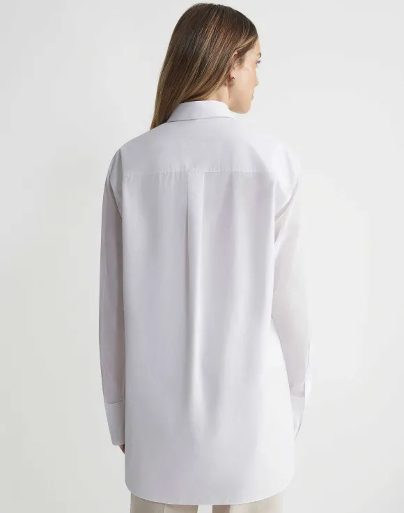 Organic Cotton Poplin Sheer Sleeve Oversized Shirt