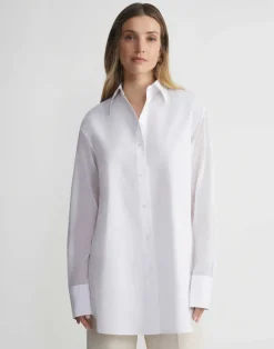 Organic Cotton Poplin Sheer Sleeve Oversized Shirt