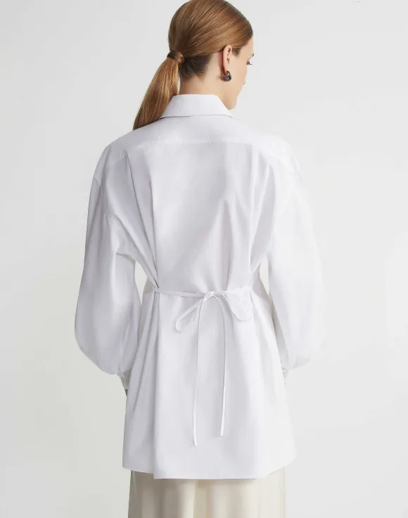 Organic Cotton Poplin Tie Back Oversized Shirt