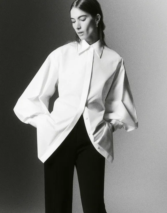 Organic Cotton Poplin Tie Back Oversized Shirt