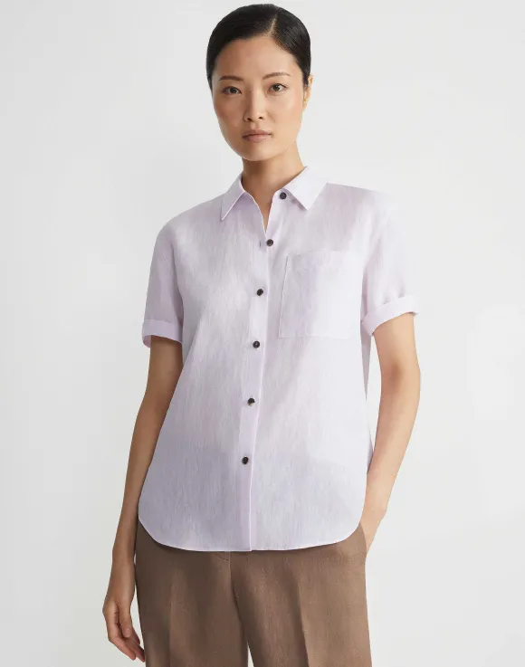 Organic Linen Short Sleeve Pocket Shirt