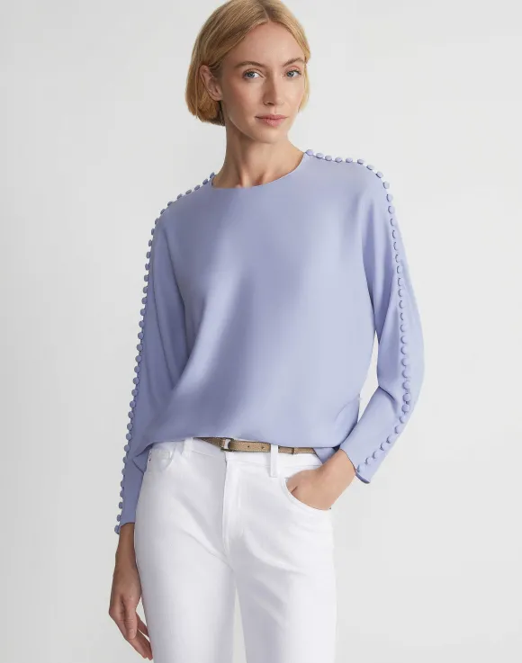 Organic Silk Georgette Button Sleeve Blouse
