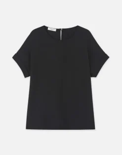 Organic Silk Georgette Cuffed T-Shirt Blouse