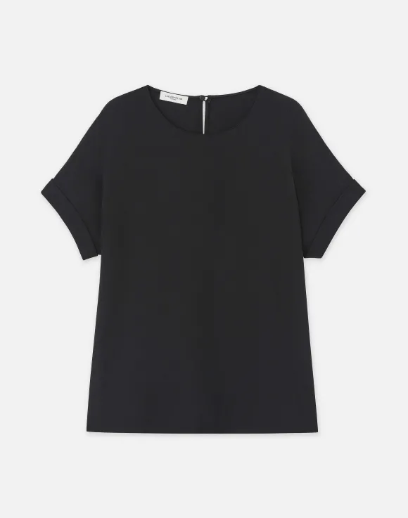 Organic Silk Georgette Cuffed T-Shirt Blouse