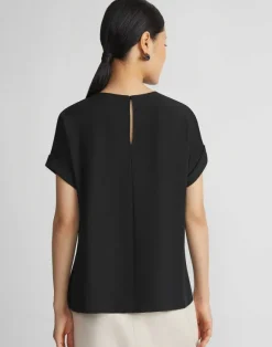 Organic Silk Georgette Cuffed T-Shirt Blouse