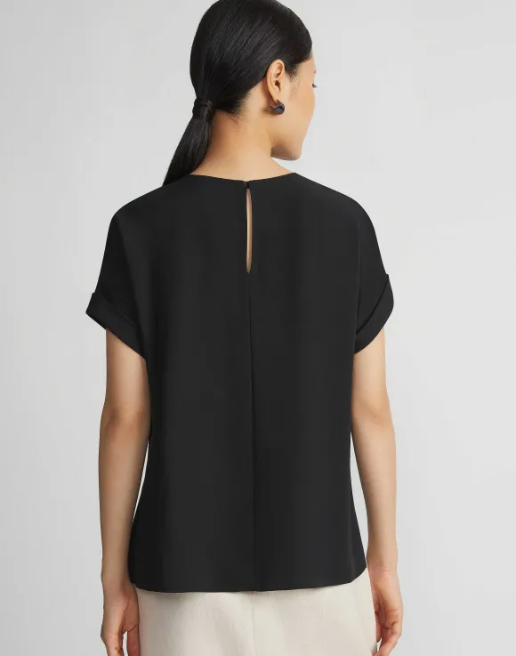 Organic Silk Georgette Cuffed T-Shirt Blouse