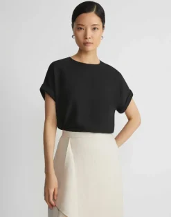 Organic Silk Georgette Cuffed T-Shirt Blouse