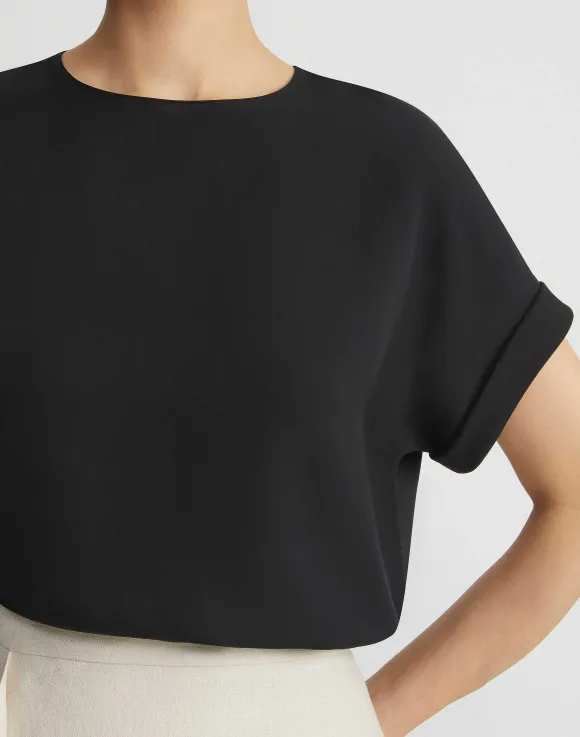 Organic Silk Georgette Cuffed T-Shirt Blouse