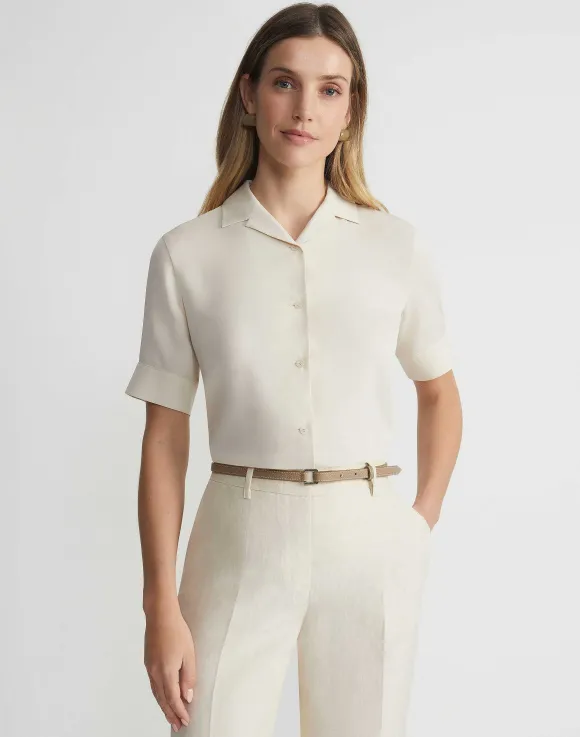 Organic Silk Georgette Notch Collar Blouse
