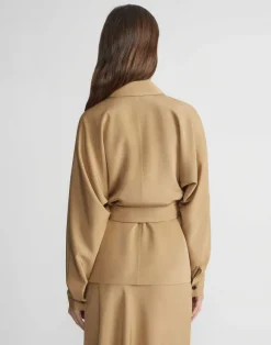 Organic Silk Stretch Crepe De Chine Wrap Shirt Jacket