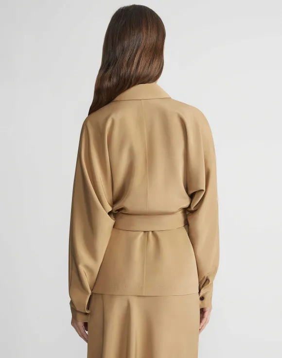 Organic Silk Stretch Crepe De Chine Wrap Shirt Jacket