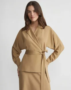 Organic Silk Stretch Crepe De Chine Wrap Shirt Jacket