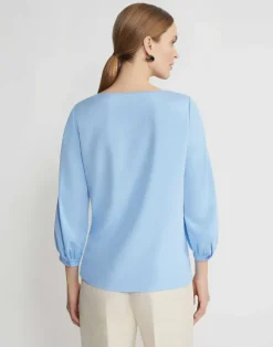 Organic Silk Stretch Georgette Lantern Sleeve Blouse